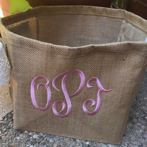 Burlap Basket, Monogram Burlap Gift Basket, Personalized Basket image 7