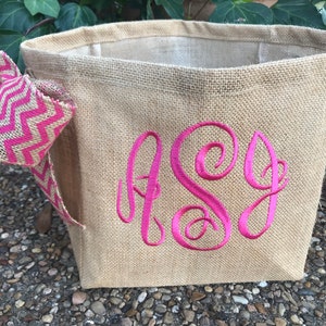 Burlap Basket, Monogram Burlap Gift Basket, Personalized Basket image 6