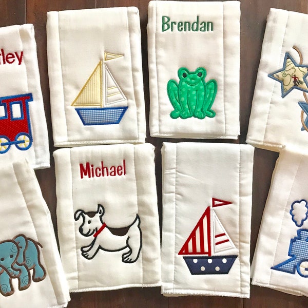 Personalized Baby Boy Burp Cloths, Monogram Burp Cloths, Burp Cloth Sets,