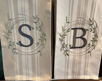 Farmhouse Kitchen Towel, Monogram Towel, Personalized towel