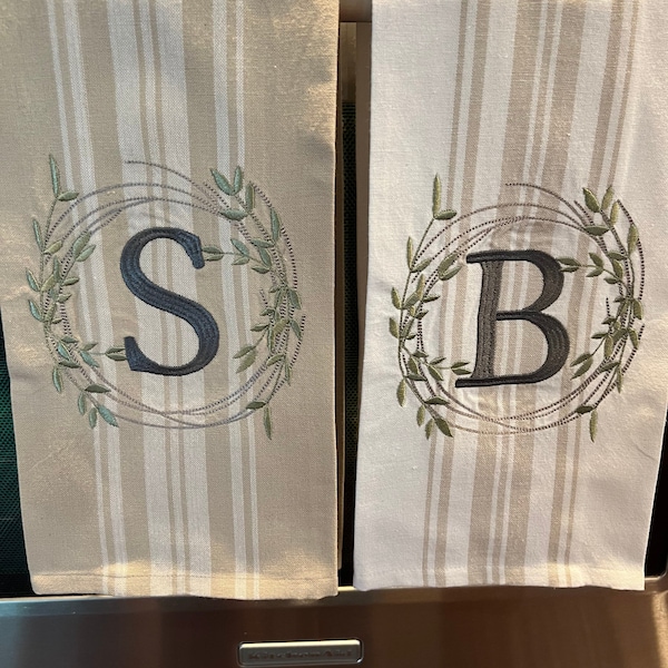 Farmhouse Kitchen Towel, Monogram Towel, Personalized towel