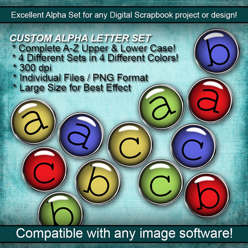 Glass Metal Circles Graphic Alpha Letter Set V1 Digital Image 0