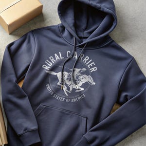 Sudadera unisex de mezcla pesada con capucha y gráfico desgastado para cartero, trabajador postal, cartero, cartero