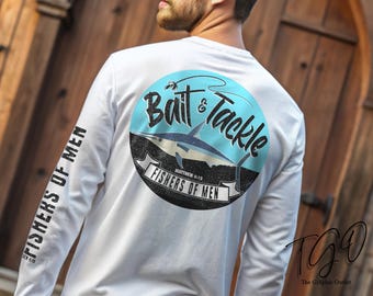 Fishers of Men Long Sleeve T-Shirt - Matthew 4:19 Bible Verse - Modern Sportsmen Graphic Design