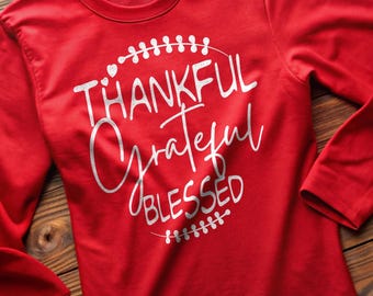 Dankbar dankbar gesegnet - Herbst Thanksgiving Shirt - Inspirierende Grafik Unisex Ultra Cotton Langarm T-Shirt