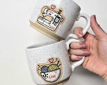 Handgemachte Keramiktasse: Craft Kollektion, handbemalte Kaffeetasse