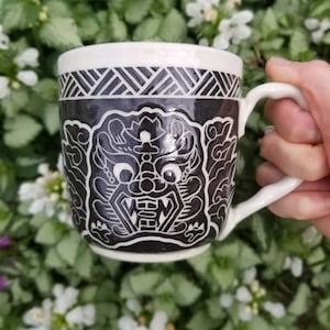 Handmade Ceramic Mug, Dragon Design, Wheel Thrown, Hand Painted and Carved Mug for Coffee and Tea Lovers, Asian Themed Gift, Unique Gift image 4