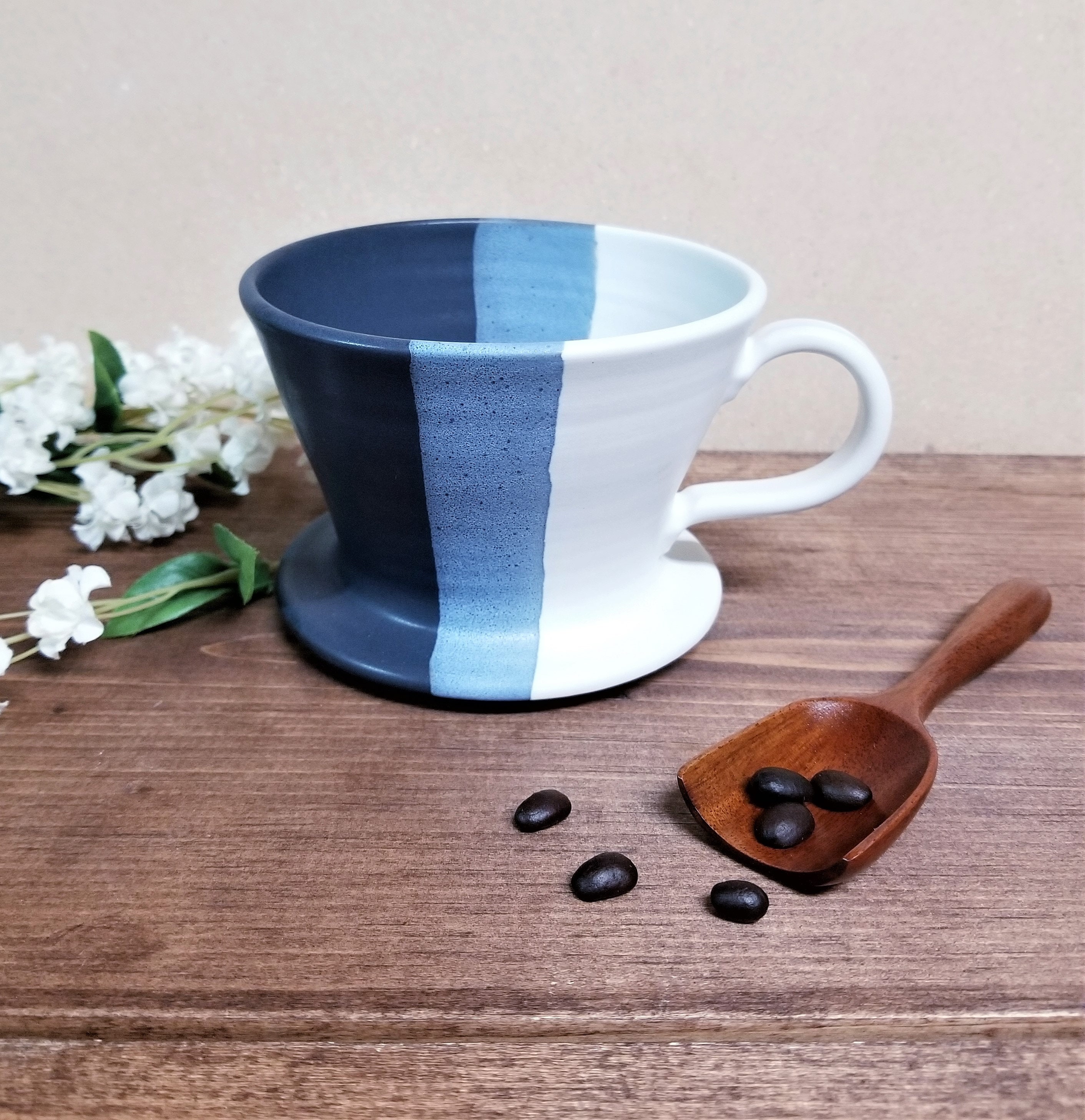 Handmade Ceramic Pour Over Coffee Dripper Modern Wheel Thrown Coffee Dripper for Coffee lover Unique Gift
