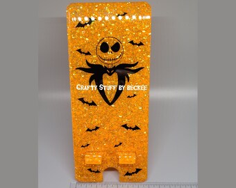 Handmade | Jack Skellington | Phone Stand | Phone Holder | Orange With Black Details |