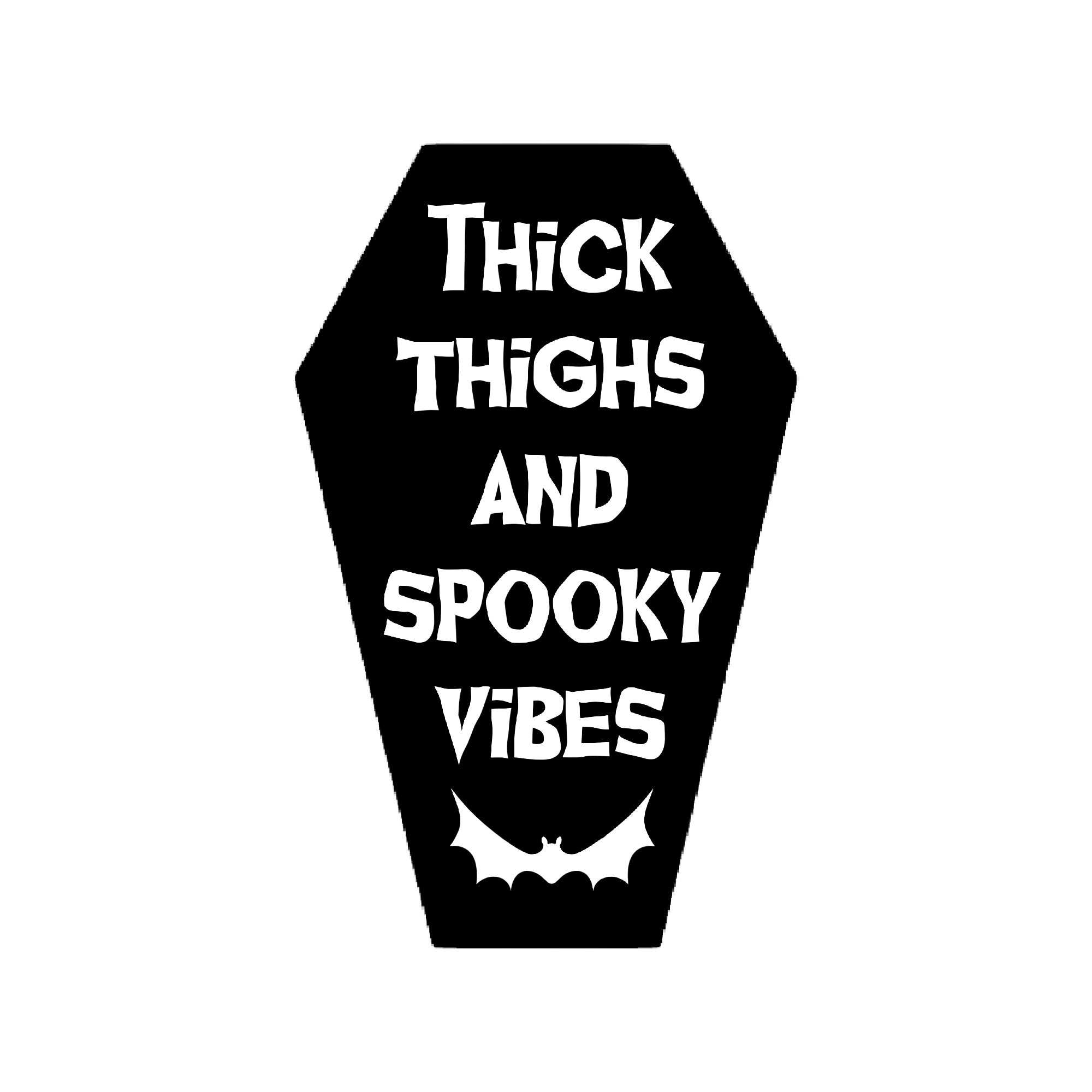 Thick Thighs And Spooky Vibes Decal Vinyl Halloween Vibe Coffin Stick…