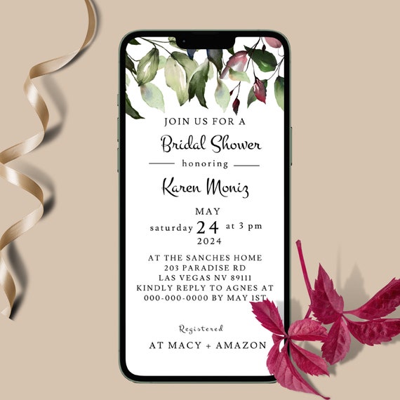 Electronic Invitation Bridal Shower Templates Paperless