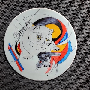 Pegatinas circulares de gato gigante, gato siamés, oso lindo y conejo Le Lapin de 3" x 3"