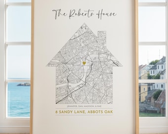 Personalised New Home Gift | Custom Map Print, Housewarming Present for Couple, First Home Keepsake, Framed Wall Art, Moving Day