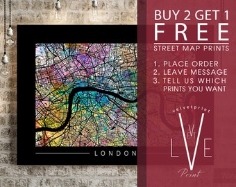 FREE PRINT Street Map Art Prints - Buy 2 Get 1 Free!