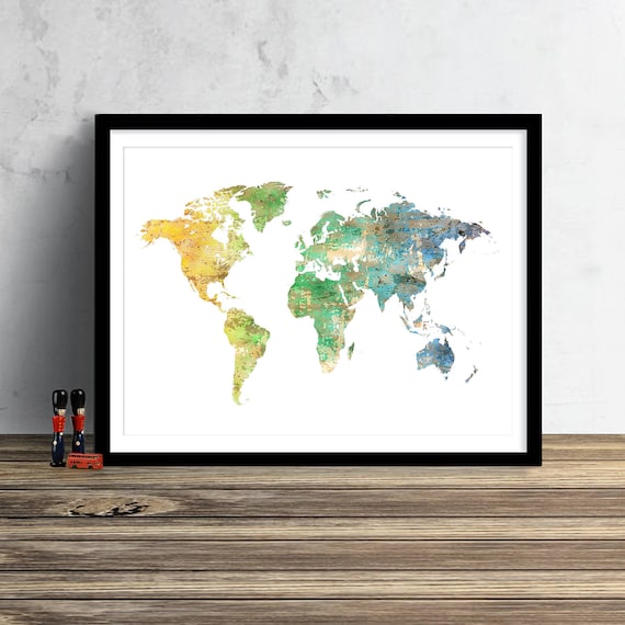 世界地図 水彩イラスト アートプリント 大きな地図プリント 地図