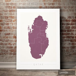 Qatar Map - Country Map of Qatar - Art Print Watercolor Illustration Wall Art Home Decor Gift - COLOUR PRINTS