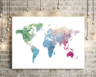 Watercolor Map of the World Map, Art Print WM (687) - Etsy UK