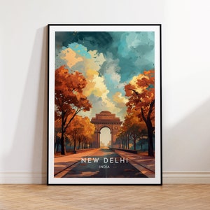 Impressão de viagem de Nova Delhi - Índia, pôster de Nova Delhi, decoração de casa, impressão de presente ou tela