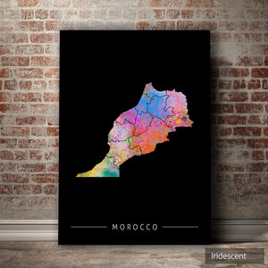 Carte du Maroc - carte du Maroc - impression d'art Illustration aquarelle Art mural décoration maison cadeau - impression de la série SUNSET