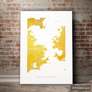 Kaart van Rio de Janeiro - stratenplan stad van Rio, Brazilië - Art Print aquarel illustratie muur kunst Home decor cadeau - kleurenserie PRINT