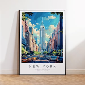 Póster de viaje de Nueva York - Estados Unidos, Impresión de Nueva York, Decoración del hogar, Impresión enmarcada o en lienzo