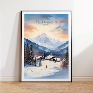 Impression de voyage à Chamonix - France, affiche de Chamonix, décoration d'intérieur, impression cadeau ou toile