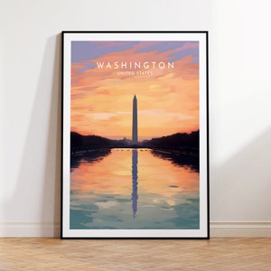 Impression de voyage à Washington - États-Unis, affiche de Washington, décoration d'intérieur, cadeau, impression ou toile