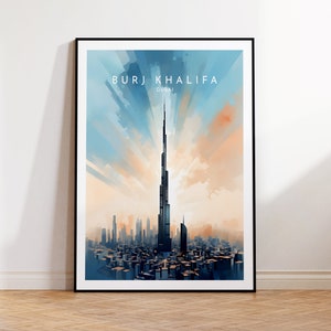 Dubai Travel Print - Burj Khalifa, United Arab Emirates, Dubai Poster, Home Decor, Gift Print or Canvas