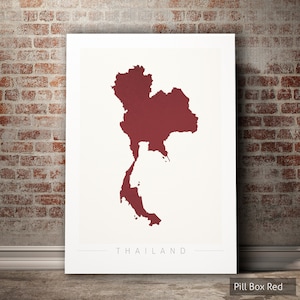 Thailand Karte - Landkarte von Thailand - Kunstdruck Aquarell Illustration Wand Kunst Wohnkultur Geschenk - COLOR PRINTS