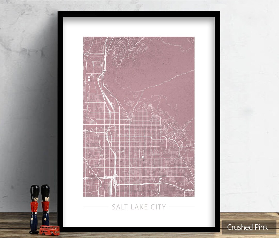 Salt Lake City Map - City Street Map Salt Lake City, Utah Art Print ...