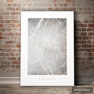 Carte de Bruxelles - plan des rues de la ville de Bruxelles, Belgique - impression d'art Illustration aquarelle Art mural décoration maison cadeau - impression série couleur