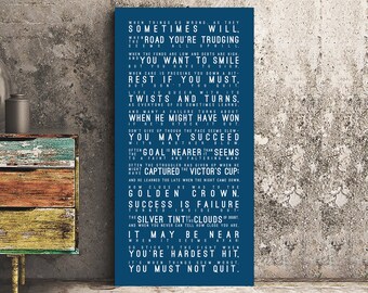 DON'T QUIT Edgar A. Guest Poem Print | Don't Quit Poster, Inspirational Quotes, Motivational | INSPIRATIONAL Series Canvas Wrap
