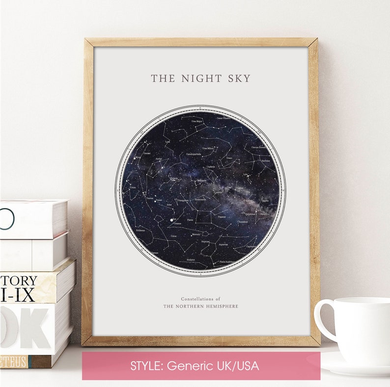 Custom Star Map Print HDR WHITE CIRCULAR Constellation Print, Night Sky Print Wedding Gift Anniversary Gift for Men, Gift for Women image 8