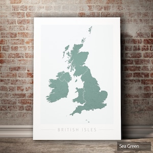 Britain & Ireland UK Map - Country Map of British Isles - Art Print Watercolor Illustration Wall Art Home Decor Gift - COLOUR PRINT