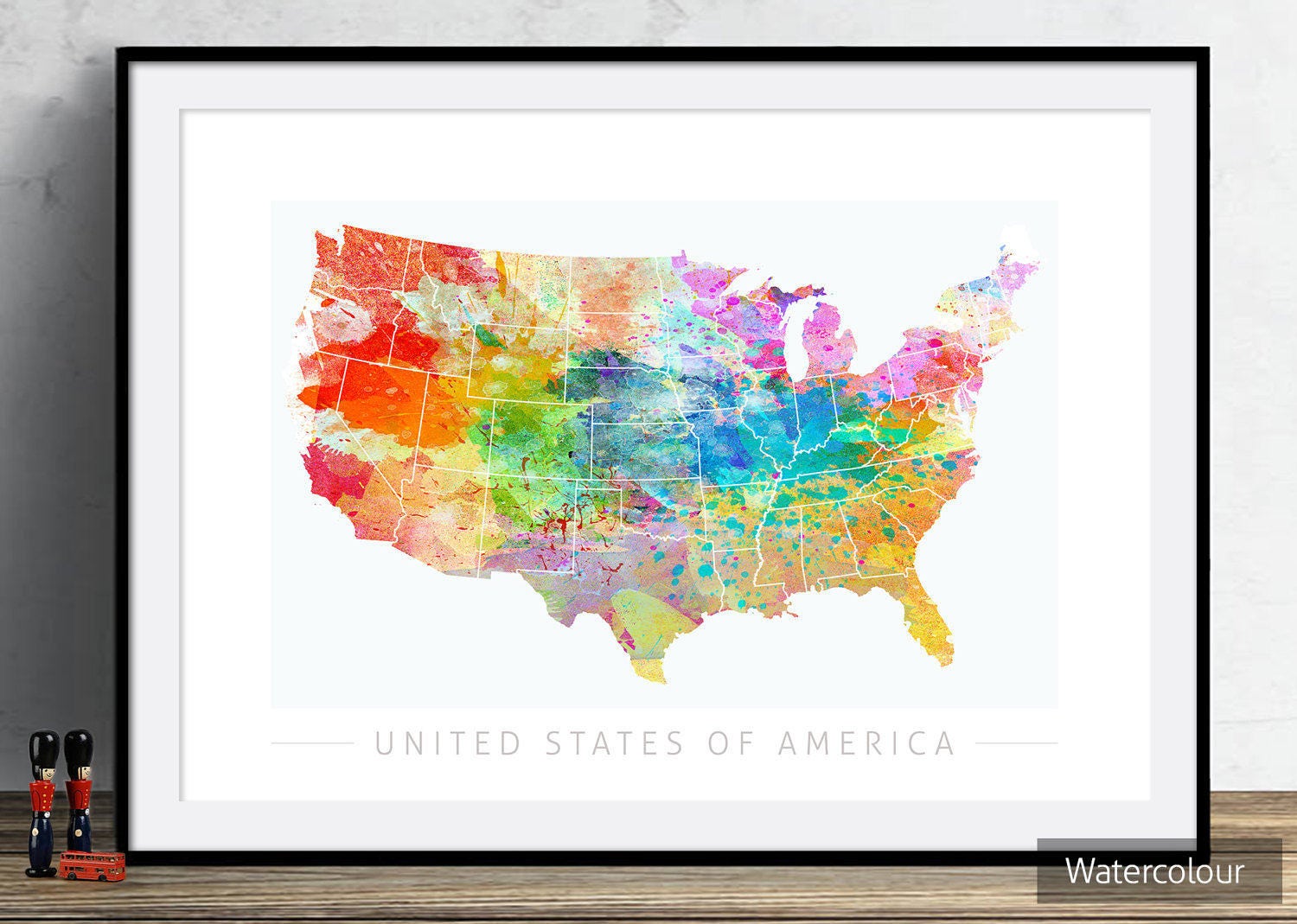 USA Map - Country Map of United States of America - Art Print ...