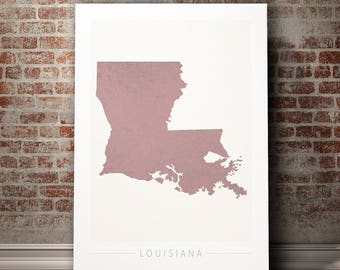 Louisiana Map - State Map of Louisiana - Art Print Watercolor Illustration Wall Art Home Decor Gift - COLOUR PRINTS