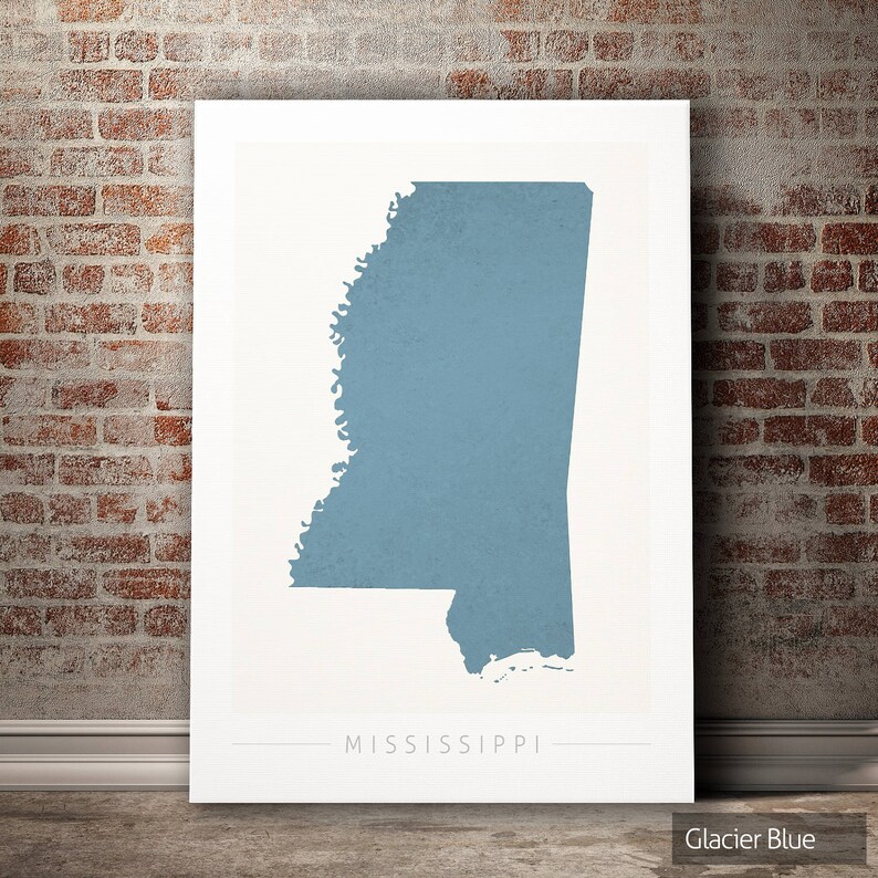 State Map of Mississippi Mississippi Map Art Print Watercolor Illustration Wall Art Home Decor Gift COLOUR PRINTS