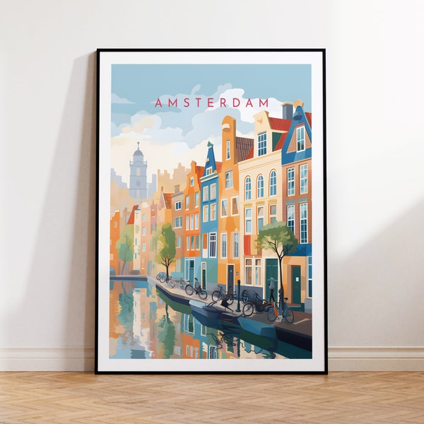 Amsterdam Travel Print - Netherlands, Amsterdam Poster, Home Decor, Gift Print or Canvas
