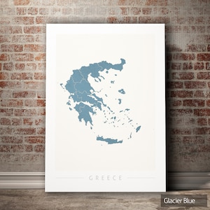 Griechenland Karte - Landkarte von Griechenland - Kunstdruck Aquarell Illustration Wand Kunst Wohnkultur Geschenk - COLOR PRINTS