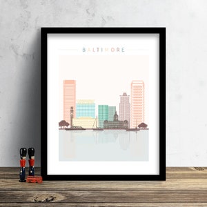 Baltimore Skyline Print, Baltimore Maryland Skyline, Watercolor Print, Watercolor Art, City Poster, Cityscape, Home Decor, Gift PRINT