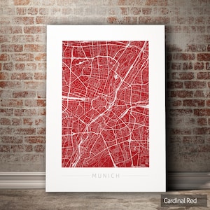 Munich Map - City Street Map of Munich Germany - Art Print Watercolor Illustration Wall Art Home Decor Gift - Colour Series PRINT