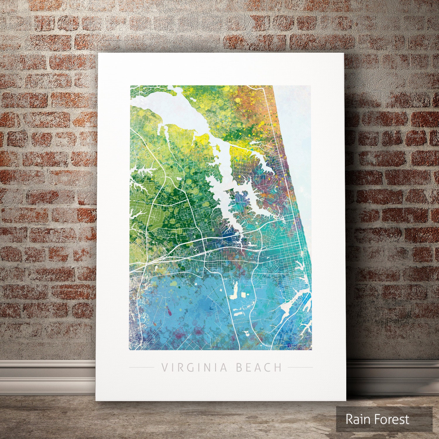 Virginia Beach Map City Street Map of Virginia Beach | Etsy