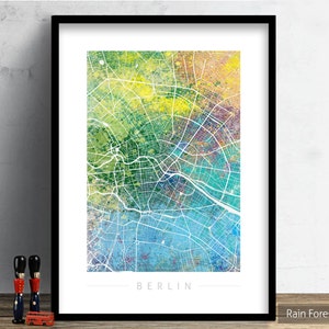 Berlin Karte - Stadtplan von Berlin Deutschland - Kunstdruck Aquarell Illustration Wand Kunst Wohnkultur Geschenk - Nature Series PRINT