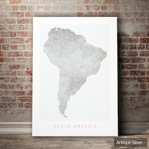 Kaart van Zuid-Amerika - continentale kaart van Zuid-Amerika - Art Print aquarel illustratie muur kunst woondecoratie cadeau - kleurenserie PRINT