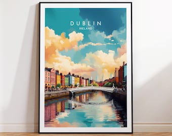 Dublin Travel Print - Ireland Travel Print, Dublin Poster, Home Decor, Gift Printed, Framed or Canvas