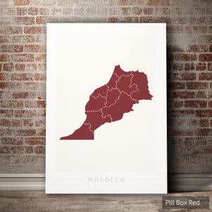 Carte du Maroc - Carte du Maroc - Impression d'art Illustration aquarelle Art mural Décoration d'intérieur Cadeau - TIRAGES COULEUR