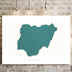 Nigeria Karte - Landkarte von Nigeria - Kunstdruck Aquarell Illustration Wand Kunst Wohnkultur Geschenk - COLOR PRINTS