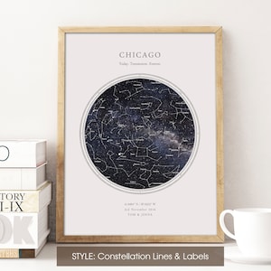 Custom Star Map Print HDR WHITE CIRCULAR Constellation Print, Night Sky Print Wedding Gift Anniversary Gift for Men, Gift for Women image 4