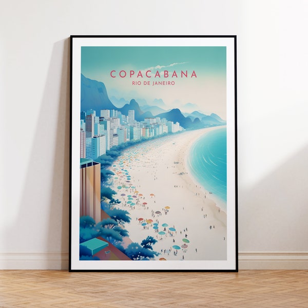 Impression de voyage de Rio de Janeiro - Copacabana, Brésil, affiche de Rio de Janeiro, décor à la maison, impression de cadeau ou toile