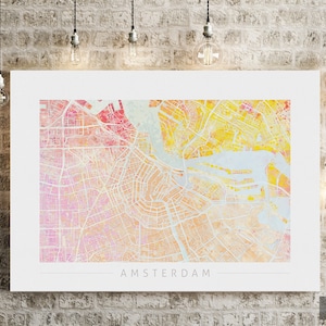 Amsterdam Map - Stadtplan von Amsterdam Holland - Kunstdruck Aquarell Illustration Wand Kunst Wohnkultur Geschenk - Nature Series PRINT
